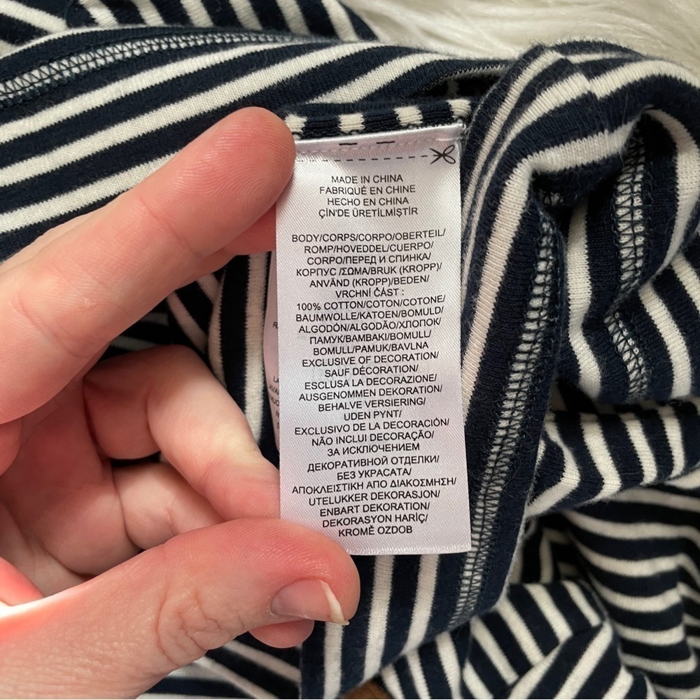 Lauren Ralph Lauren 100% cotton striped leather zipper shoulder elbow size 1X - Picture 6 of 8